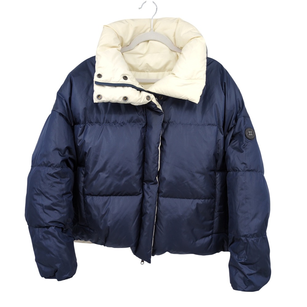 Sweaty Betty Downfall Reversible Down Puffer Jacket Womens‎ Large Navy Cream